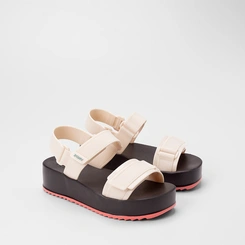 Sandália Feminina Zaxy Flatform Tiras Contato Off White