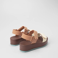 Sandália Feminina Zaxy Flatform Tiras Contato Bege