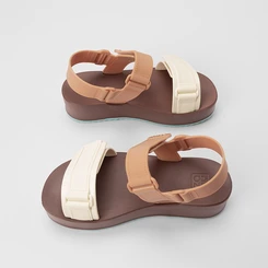 Sandália Feminina Zaxy Flatform Tiras Contato Bege