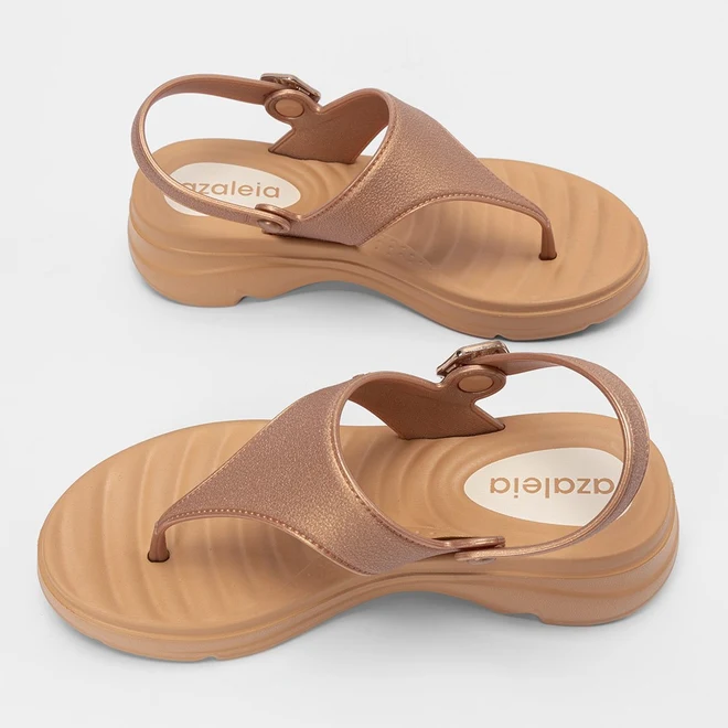 Sandália Feminina Azaleia Plataforma Gliiter Rose Gold