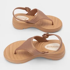Sandália Feminina Azaleia Plataforma Gliiter Rose Gold