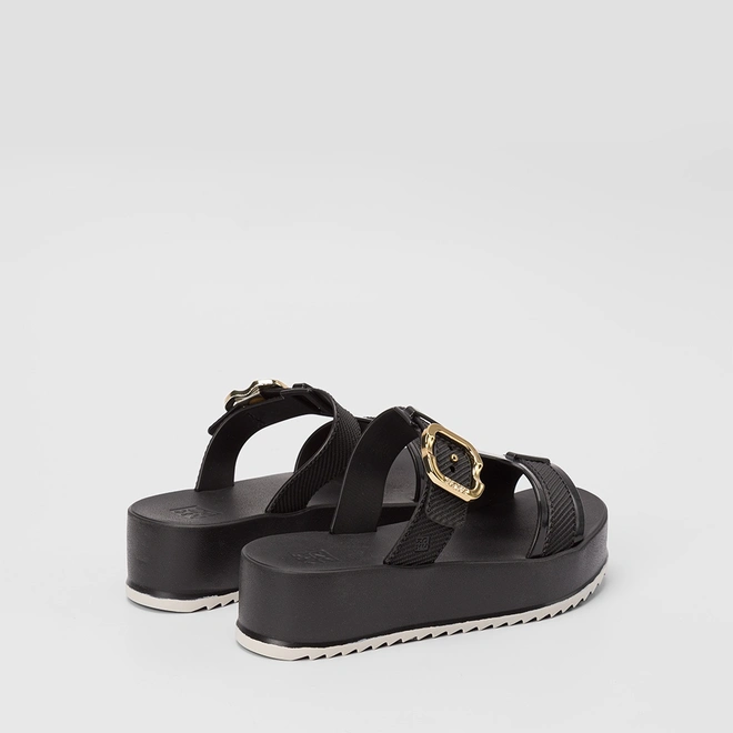 Tamanco Feminino Zaxy Plataforma Enfeite Fivela Preto