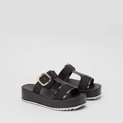 Tamanco Feminino Zaxy Plataforma Enfeite Fivela Preto