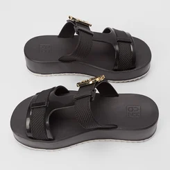 Tamanco Feminino Zaxy Plataforma Enfeite Fivela Preto