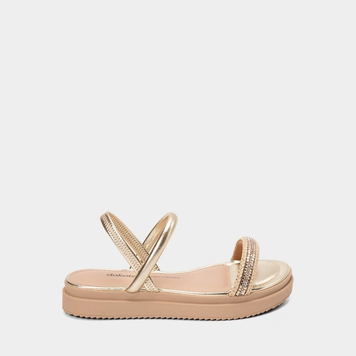 Sandália Feminina Dakota Flatform TIras Strass Ouro