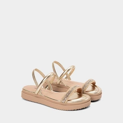 Sandália Feminina Dakota Flatform TIras Strass Ouro