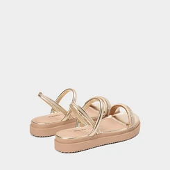 Sandália Feminina Dakota Flatform TIras Strass Ouro