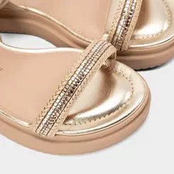 Sandália Feminina Dakota Flatform TIras Strass Ouro