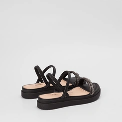 Sandália Feminina Dakota TIras Strass Preto