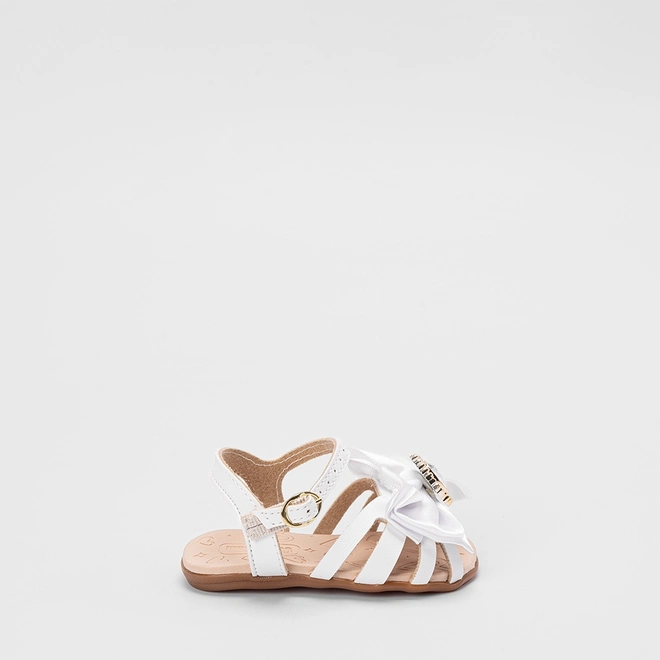 Sandália Bebê Molekinha Detalhe Laço & Pedraria Branco