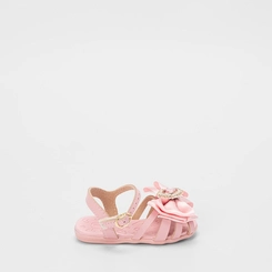 Sandália Bebê Molekinha Detalhe Laço & Pedraria Rosa