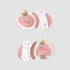 Sandália Infantil Molekinha Verniz Strass Branco Rosa
