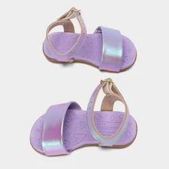 Sandália Bebê Molekinha Tira Larga Holográfico Roxo