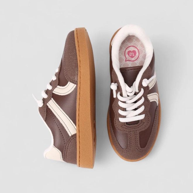 Tênis Casual Infantil Molekinha Recortes Glitter Marrom