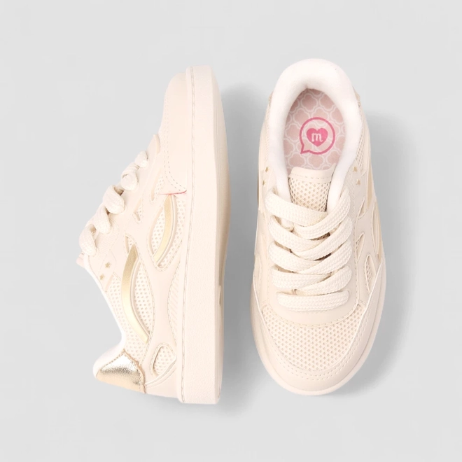 Tênis Infantil Molekinha Detalhe Metalizado Off White