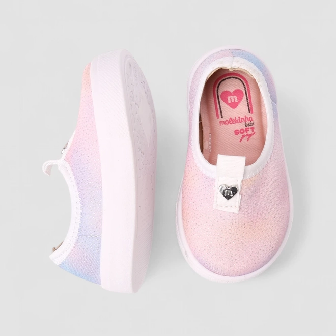 Slip On Infantil Molekinha Calce Fácil Glitter Rosa