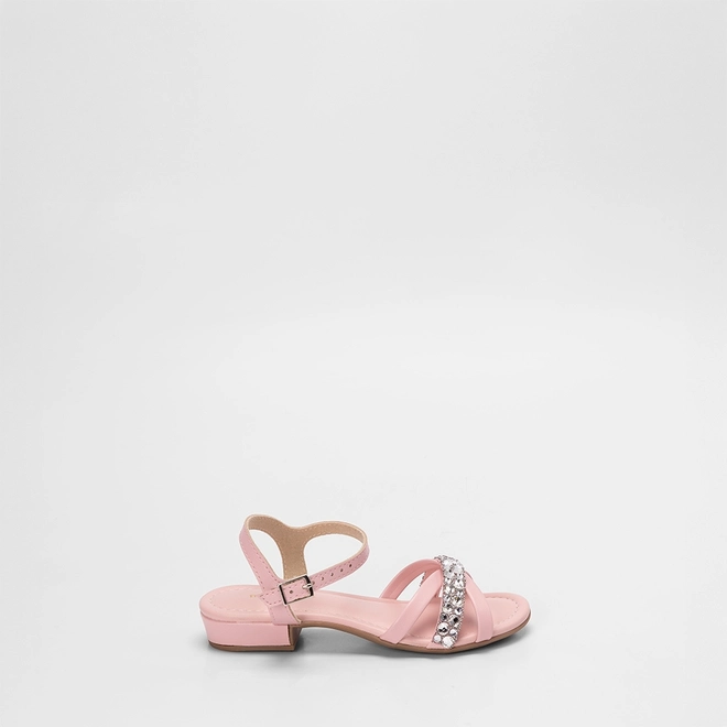 Sandália Infantil Molekinha Tiras Cruzadas Pedraria Rosa