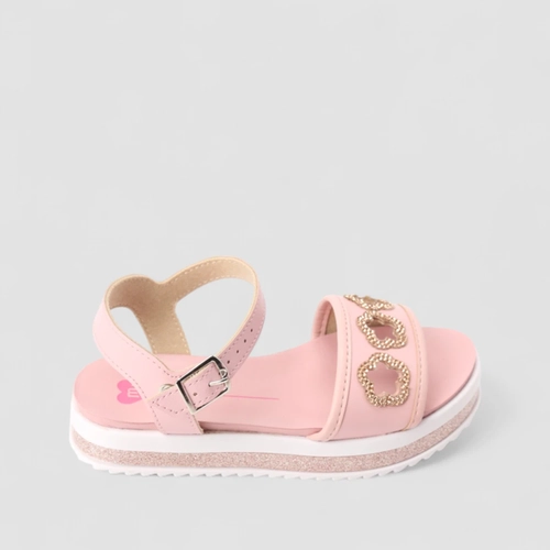 Sandália Infantil Molekinha Glitter Coração & Estrela Rosa