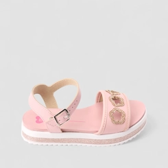 Sandália Infantil Molekinha Glitter Coração & Estrela Rosa