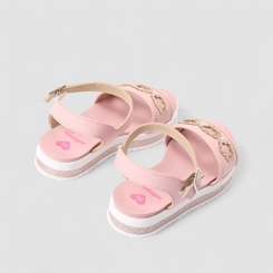 Sandália Infantil Molekinha Glitter Coração & Estrela Rosa
