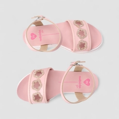 Sandália Infantil Molekinha Glitter Coração & Estrela Rosa
