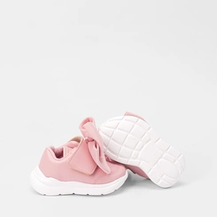 Tênis Casual Bebê Molekinha Tira Contato Enfeite Laço Rosa