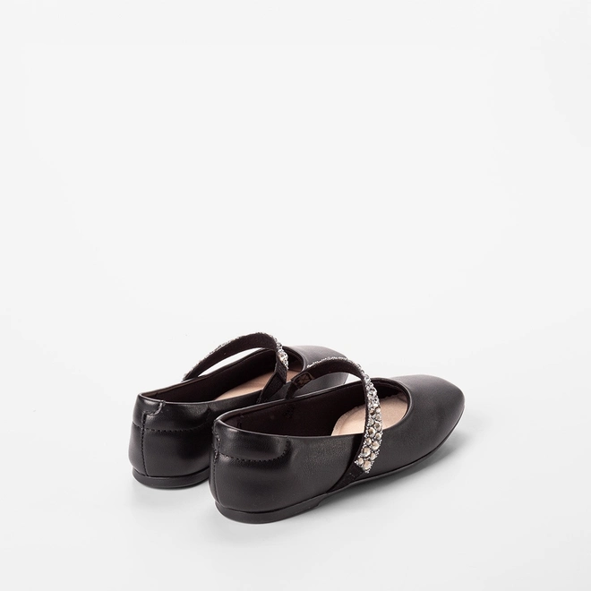Sapatilha Boneca Infantil Molekinha Tira Pedraria Preto