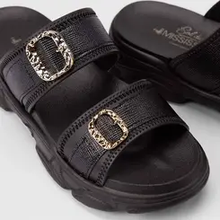 Papete Feminina Mississipi Detalhe Fivela Metalizada Preto