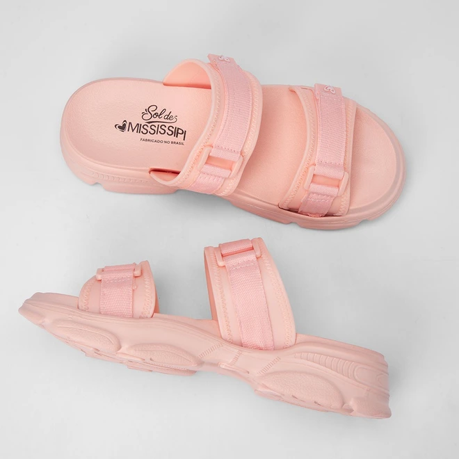 Tamanco Feminino Mississipi Tira Dupla Rosa
