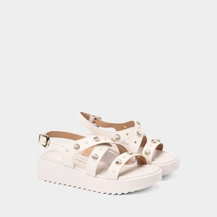 Sandália Feminina Vizzano Flatform Detalhe Pedraria Off White