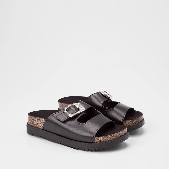 Tamanco Feminino Moleca Enfeite Fivela & Pedraria Preto