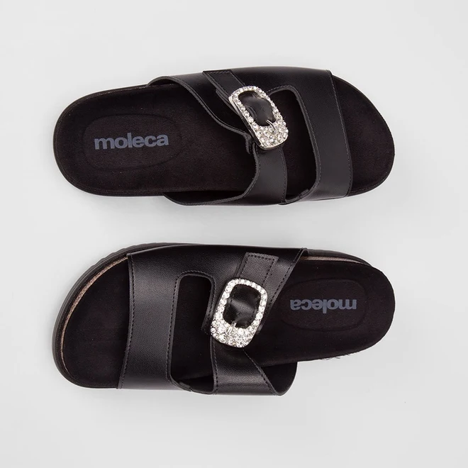 Tamanco Feminino Moleca Enfeite Fivela & Pedraria Preto