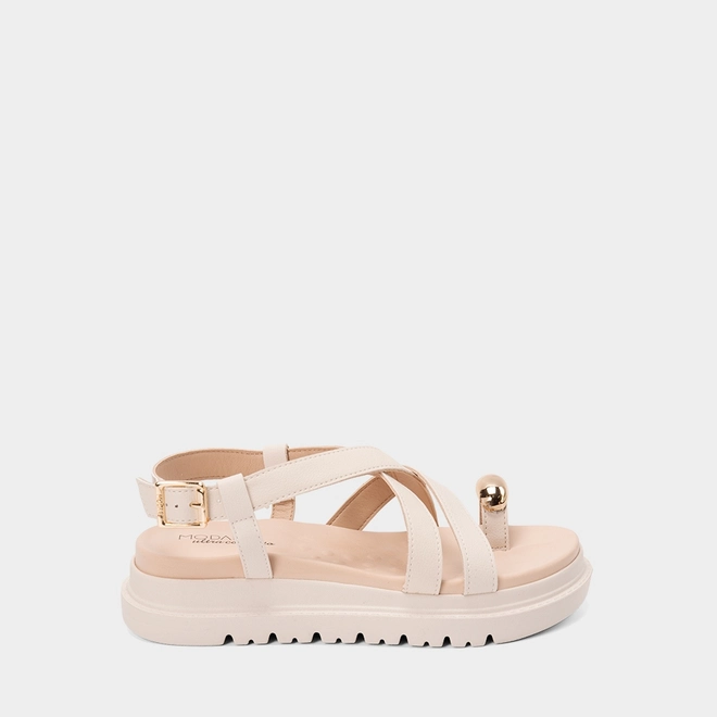 Sandália Feminina Modare Ultraconforto Tiras Cruzadas Detalhe Bold Off White