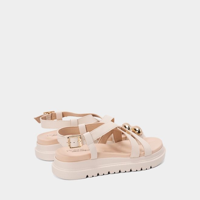 Sandália Feminina Modare Ultraconforto Tiras Cruzadas Detalhe Bold Off White