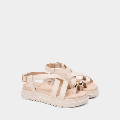 Sandália Feminina Modare Ultraconforto Tiras Cruzadas Detalhe Bold Off White