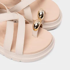 Sandália Feminina Modare Ultraconforto Tiras Cruzadas Detalhe Bold Off White