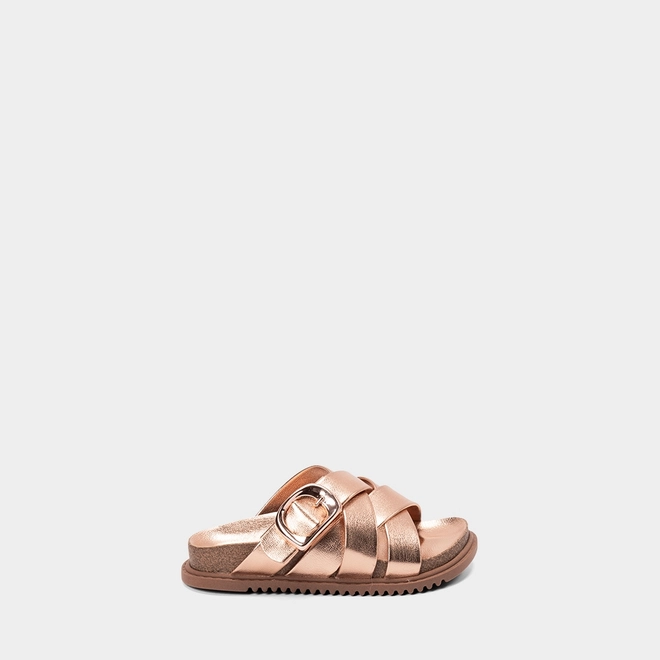 Tamanco Infantil Molekinha Enfeite Fivela Metalizado Rose Gold