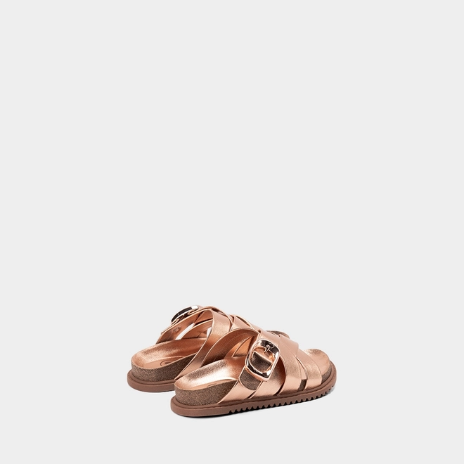 Tamanco Infantil Molekinha Enfeite Fivela Metalizado Rose Gold