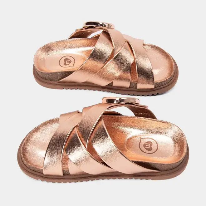 Tamanco Infantil Molekinha Enfeite Fivela Metalizado Rose Gold