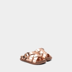 Tamanco Infantil Molekinha Enfeite Fivela Metalizado Rose Gold