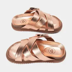 Tamanco Infantil Molekinha Enfeite Fivela Metalizado Rose Gold