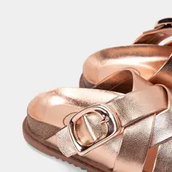 Tamanco Infantil Molekinha Enfeite Fivela Metalizado Rose Gold