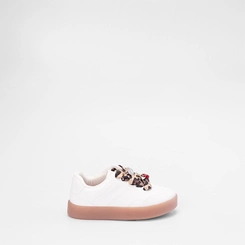 Tênis Casual Infantil Molekinha Pingente Cereja & Onça Branco