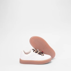 Tênis Casual Infantil Molekinha Pingente Cereja & Onça Branco