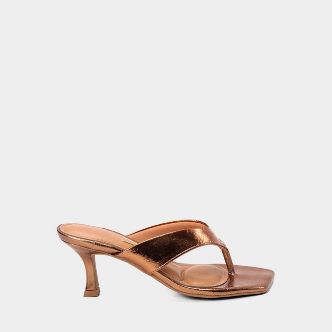 Tamanco Feminino Vizzano Salto Fino Metalizado Bronze