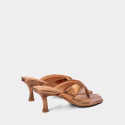Tamanco Feminino Vizzano Salto Fino Metalizado Bronze