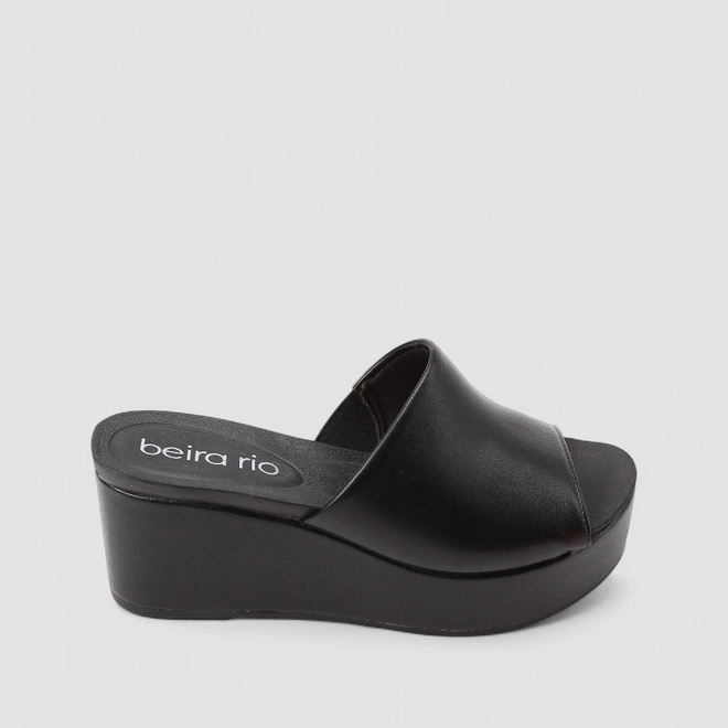 Tamanco Feminino Beira Rio Plataforma Napa Preto