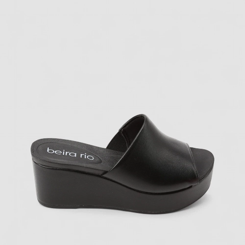 Tamanco Feminino Beira Rio Plataforma Napa Preto