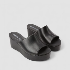 Tamanco Feminino Beira Rio Plataforma Napa Preto