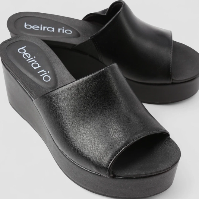 Tamanco Feminino Beira Rio Plataforma Napa Preto